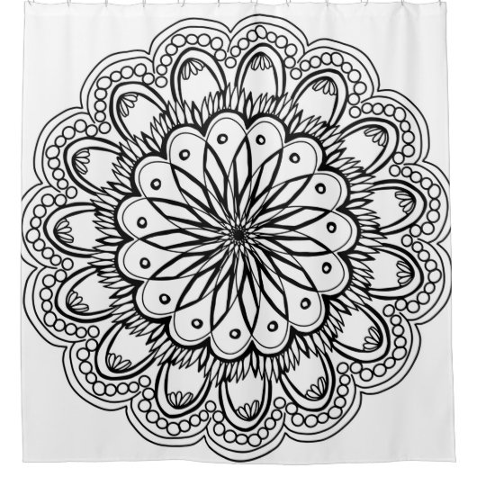 Flowers mandala hand drawing douchegordijn (Voorkant)
