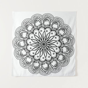 Flowers mandala hand drawing wandkleed