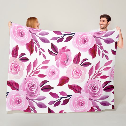 Flowers Modern en Fresh Pattern Fleece Deken (In situ)