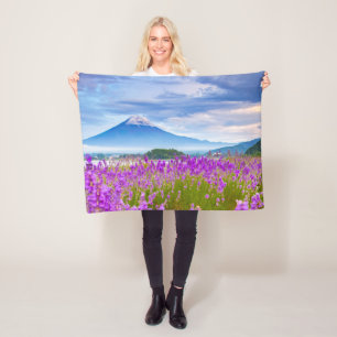 Flowers Mount Fugi Japan Fleece Deken