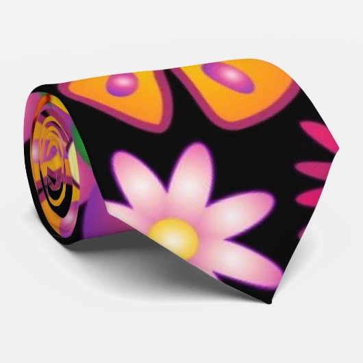 Flowers Naif  Retro Style Design Stropdas (Opgerold)