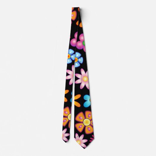 Flowers Naif  Retro Style Design Stropdas (Achterkant)