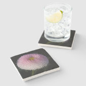 flowers on black - rosa Bellis Stenen Onderzetter (Zijkant)