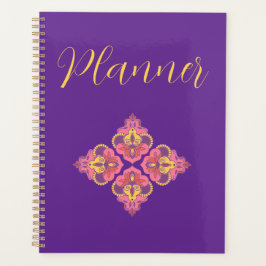 Flowers on Purple Spiral Photo Notebook Planner