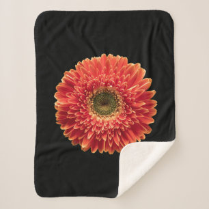 Flowers Orange Gerbera Daisy Sherpa Deken