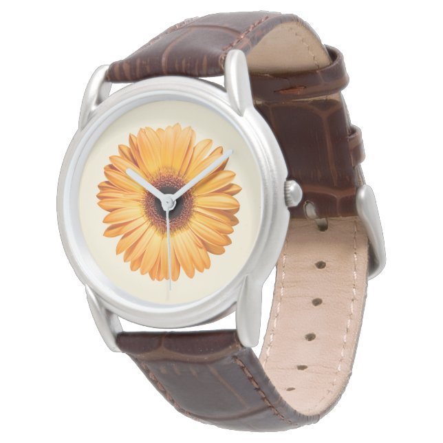 Flowers Orange Gerbera Horloge (Gekanteld)