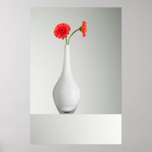 Flowers Orange Gerbera in Vase Poster