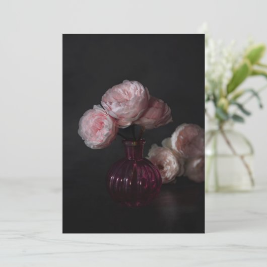 Flowers | Pale Pink Peonies in Vase Bedankkaart (Staand voorkant)
