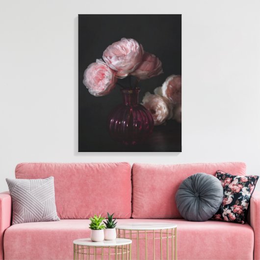 Flowers Pale Pink Peonies in Vase Canvas Afdruk (Insitu (Woonkamer))