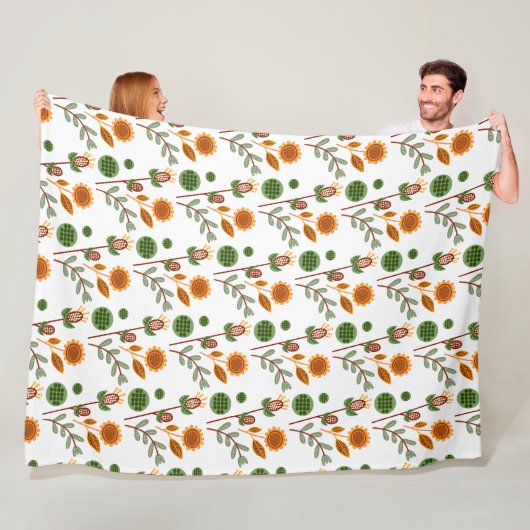 Flowers Patroon Fleece Deken (In situ)