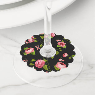 Flowers Pattern 18 Wijnglaslabel