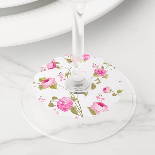 Flowers Pattern 19 Wijnglaslabel (Dichtbij)