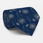 Flowers Pattern Groomsmen Navy Blue Floral Liberty Stropdas (Opgerold)