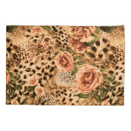 Flowers Pattern met Leopard Print Kussensloop