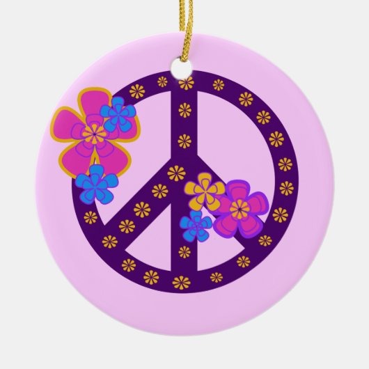 Flowers Peace Symbol T-shirts en cadeaus Keramisch Ornament (Voorkant)