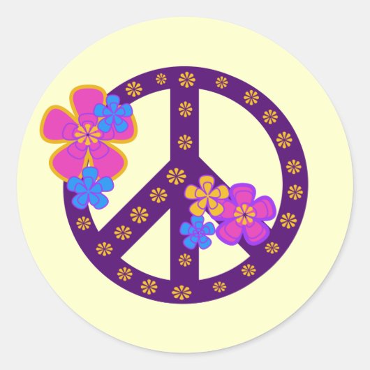 Flowers Peace Symbol T-shirts en cadeaus Ronde Sticker (Voorkant)