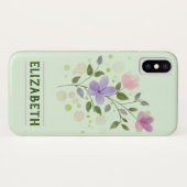 Flowers & Persoonlijke naam Elizabeth Case-Mate iPhone Case (Achterkant (horizontaal))