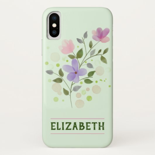 Flowers & Persoonlijke naam Elizabeth Case-Mate iPhone Case (Achterkant)