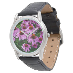 Flowers Pink Coneflower Garden Horloge