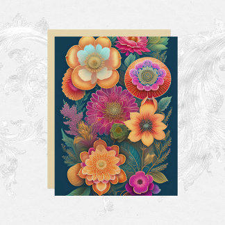 Flowers Pink Oranje Colorful Scrapbook Paper