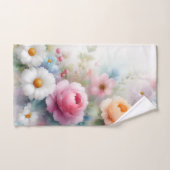 Flowers Pink Red Blue White Yellow Green Floral (Serviette à main)