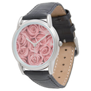 Flowers Pink Roses Horloge