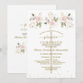 Flowers Primera Comunión Triplets Holy Communion Kaart (Voorkant / Achterkant)