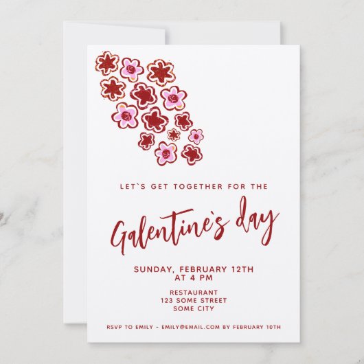 Flowers Red Pink Friends Galentine Day Kraft Kaart (Voorkant)