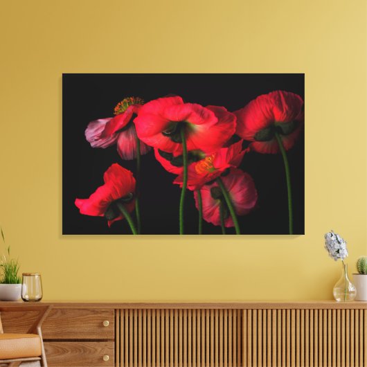 Flowers | Red Poppies Canvas Afdruk (Insitu (Woonkamer))