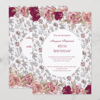 Flowers Red Roze Roses White Birthday Party Kaart