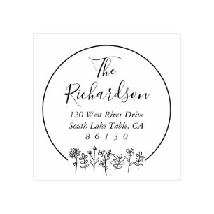 Flowers Sketch Retouradres Self-Inking Rubberstempel