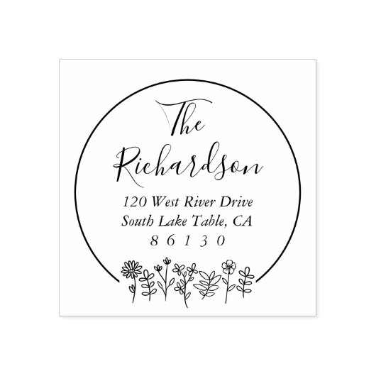 Flowers Sketch Retouradres Self-Inking Rubberstempel (Afrduk)