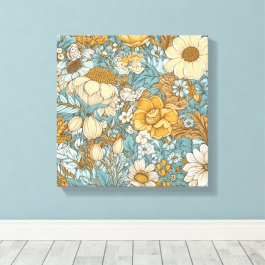 Flowers Stretted Canvas Print (Insitu (Houten vloer))