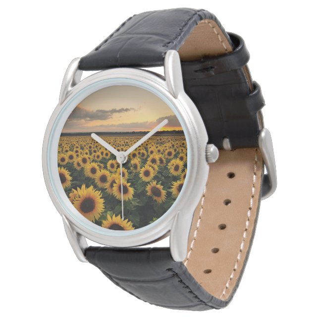 Flowers | Sunflower Field Horloge (Gekanteld)