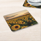 Flowers | Sunflower Field Vierkante Kartonnen Onderzetter (Schuin)