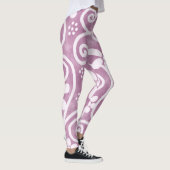 Flowers Swirls Dusty Pink White Pattern Whimsical Leggings (Rechts)