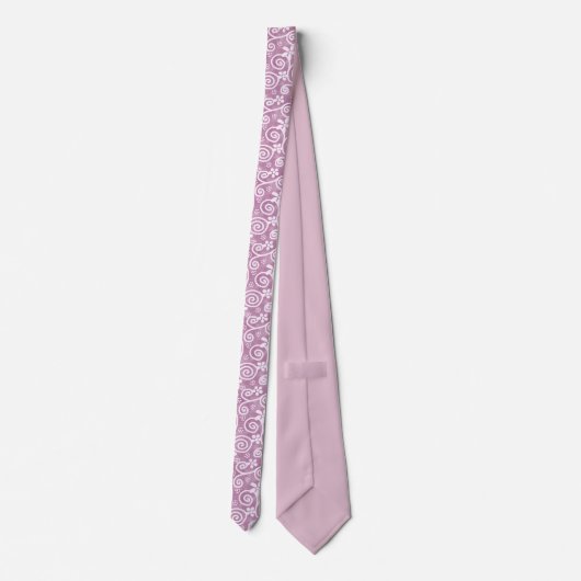 Flowers Swirls Dusty Pink White Pattern Whimsical Stropdas (Achterkant)