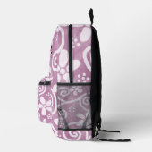 Flowers Swirls Pink White Pattern Personalized Bedrukte Rugzak (Rechts)