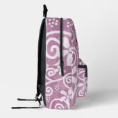 Flowers Swirls Pink White Pattern Personalized Bedrukte Rugzak (Links)