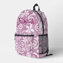 Flowers Swirls Pink White Pattern Personalized
