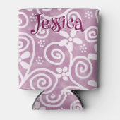 Flowers Swirls Pink White Pattern Personalized Blikjeskoeler (Voorkant)
