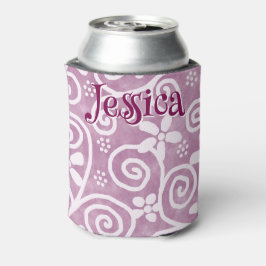 Flowers Swirls Pink White Pattern Personalized Blikjeskoeler
