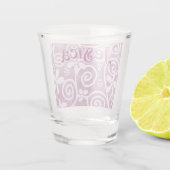 Flowers Swirls Pink White Pattern Personalized Shot Glas (Achterkant)