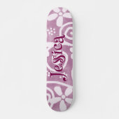 Flowers Swirls Pink White Pattern Personalized Skateboard (Voorkant)