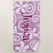 Flowers Swirls Pink White Pattern Personalized Strandlaken (Voorkant)