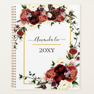 Flowers Terracotta Cream Burgundy floral Planner