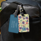 Flowers Violets floral all-over print monogram Bagagelabel