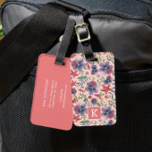 Flowers Violets floral all-over print monogram Lug Bagagelabel