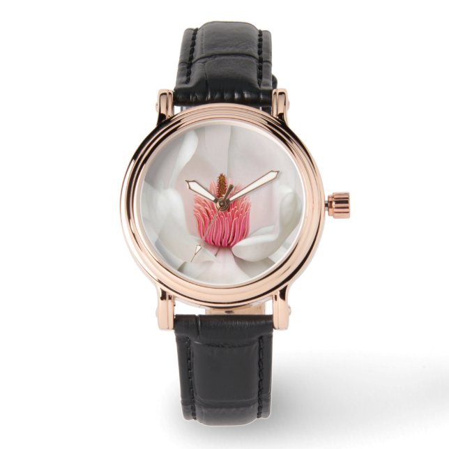 Flowers | White Magnolia Horloge (Voorkant)