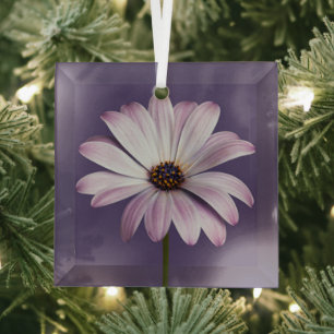 Flowers White & Purple Daisy Glas Ornament